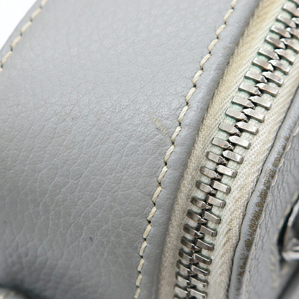 Christian Dior Safari Messenger Bag Shoulder Embroidery Leather Gray Christian